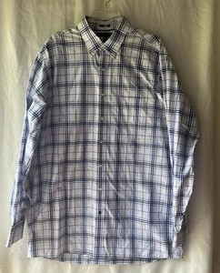 Tommy Hilfiger Blue White Plaid Dress Shirt Men's Tall 17 35-36 - Picture 1 of 5