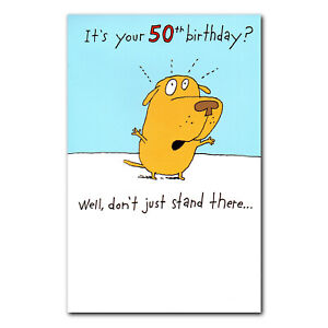 Funny HAPPY BIRTHDAY Card, FOR 50 YEAR OLD, by American Greetings DOG + Envelope