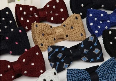 Pajarita tejida a lunares multicolor para hombre preatada tejida moda Foto 1 de 2