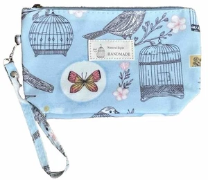 Makeup Bag Small Travel Purse Bridesmaid Gift Birds Cages Pockets Mothers Day - Picture 1 of 9