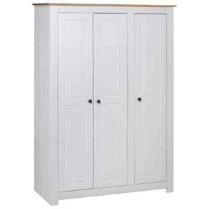 3-Door Pine Wood Wardrobe Cupboard Storage Cabinet Bedroom Closet Pantry Buffet - Picture 1 of 12