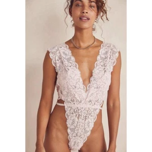 WE ARE HAH Cut to the Chase Bodysuit Naked Truth Pink Free People SIZE LARGE New - Picture 1 of 3