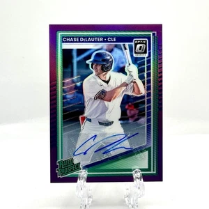 2025 Donruss Chase DeLauter RC Rated Prospect Optic Purple Auto #17/49 SP - Picture 1 of 2