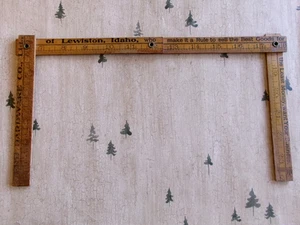 ERB HARDWARE CO. Lewiston Idaho Wooden Tri-Folding Ruler 24" Vintage Advertising - Picture 1 of 14