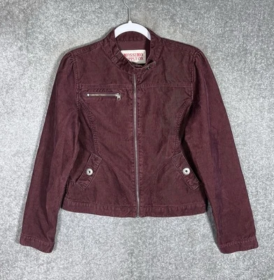 Chaqueta de pana Mossimo para mujer talla grande ciruela púrpura manga larga bolsillos cremallera Foto 1 de 4