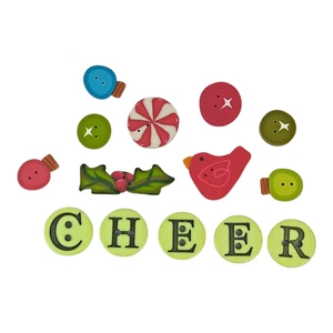 Just Another Button Company Cheer Box w/Cherry & Grinch Green Party Packs JABC - Picture 1 of 6