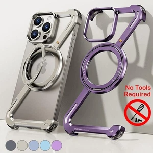 Für iPhone 13 15 Z-förmiges rahmenloses Metallgehäuse MagSafe Magnetringständer - Bild 1 von 66