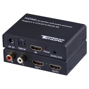 1X2 HDMI Splitter 4K@30Hz with Audio Extractor, HDMI to Optical and R/L Audio... - Picture 1 of 9
