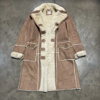 Chaqueta De Colección Y2K Penny Lane Para Mujer XL Marrón Gamuza Bordado Abrigo Piel Sintética Foto 1 de 4