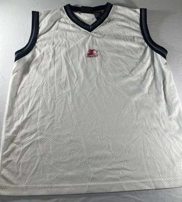 复古初学者白色网眼背心男式中号无袖运动球衣 — 第 1/4 张图片