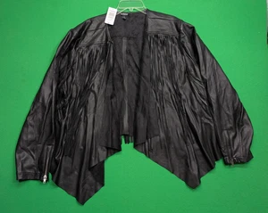 Neu mit Etikett Torrid Damenjacke Fransen drapiert schwarz 4 Reißverschlussärmel - Bild 1 von 15