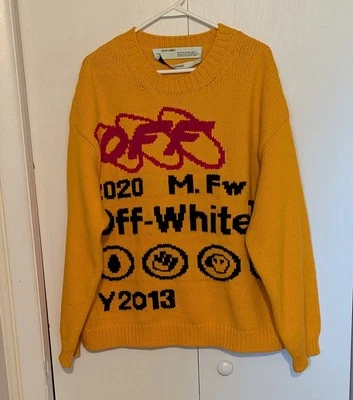 Suéter Off White Industrial Y013 Talla M Amarillo Pullover FW19 Lana Virgil Abloh Foto 1 de 4