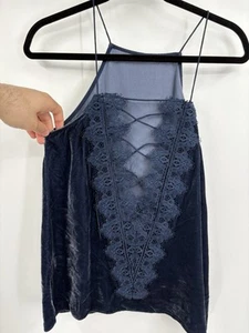 Cami NYC blue The Charlie Velvet Ink Cami tank Top Lace Silk Blend size small - Picture 1 of 15