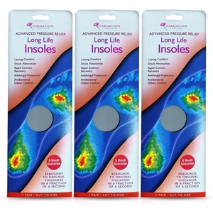 3x Carnation Advanced Pressure Relief System Full Length Poron Insoles - Picture 1 of 1