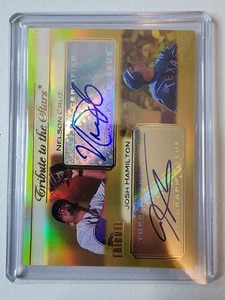 2011 Topps Tribute Dual Autograph Josh Hamilton Nelson Cruz Texas Rangers #/25 - Picture 1 of 2