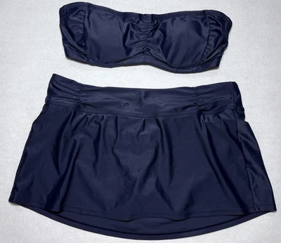 Conjunto de Natación Athleta 2 piezas Azul Bandeau Top 34B/C PEQUEÑO Falda Fruncida Traje de Baño Foto 1 de 4
