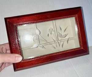 Nuevo en caja Joyero Madera Vintage Acabado Cereza Vidrio Grabado Superior Terciopelo Interior - Imagen 1 de 15