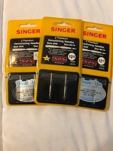 Singer Hemstitch / Wing Sewing Machine Needles Size 90/14 - 3 Pack New Old Stock - Picture 1 of 2