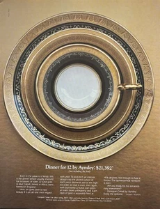 1982 AYNSLEY English Bone China Georgian Cobalt Rare Beauty VINTAGE PRINT AD - Picture 1 of 1