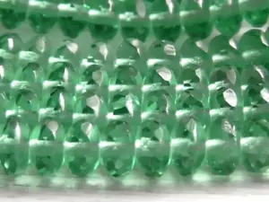 20 - 7x5mm CZECH TRANSPARENT TOURMALINE GREEN FACETED FP RONDELLE GLASS BEAD - Picture 1 of 2