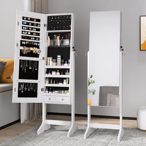 Schmuckschrank mit Spiegel Freistehend Spiegelschrank Wandschrank 4 Ablagen DHL - Bild 1 von 7