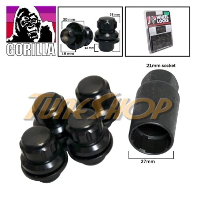 4 LOCK GORILLA FOR NISSAN INFINITI FACTORY WHEELS RIM MAG LUG NUTS 12X1.25 BLACK - Image 1 of 2