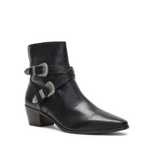 Frye Ellen Buckle Short Black Bootie Sz 7.5 B-LB - Picture 1 of 5