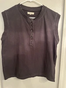 Madewell Garment-Dyed Blue Henley Muscle Tee - Size XS - Picture 1 of 5