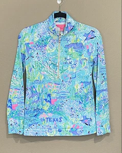 LILLY PULITZER Loves Texas Skipper Pullover UPF 50 Sz XXS Multicolor 1/4 Zip EUC - Picture 1 of 12