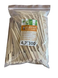 NEW Bamboo Wooden Appetizer Skewers PFIEIFPO 300 4.7" Eco-Friendly Biodegradable - Picture 1 of 2