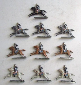 Lot de 10 cavaliers Dragons Plomb ou étain Demi ronde bosse peints - Imagen 1 de 12