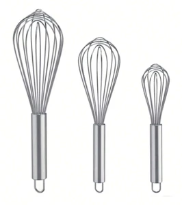 3pcs Stainless Steel Whisk Set - 8'' 10'' 12'' for Blending & Whisking - NEW - Picture 1 of 8