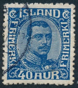 Iceland Scott 124/Facit 140, 40 aur blue Christian X, VF used - Picture 1 of 1