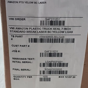 1000 YELLOW plastic truck trailer security seals Numbered Amazon 7" Tamper Proof - Picture 1 of 8