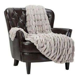 Chanasya Premium Ruched Faux Fur Throw Blanket - Luxurious, Soft Reversible M... - Picture 1 of 3