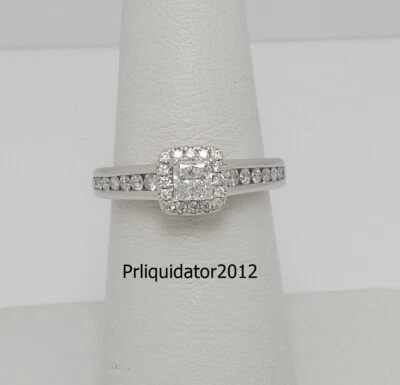 1/2CT Natural Diamond Halo Engagement Wedding Bridal Ring 14K White Gold Band - Image 1 of 4