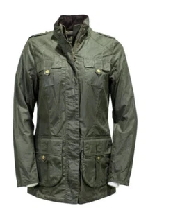 Women's Barbour Lightweight Defense Waxed Jacket US sz 8 - Picture 1 of 12