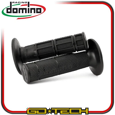 MANOPOLE DOMINO MOTO CROSS ENDURO Nere MOTARD PIT BIKE OFF ROAD UNIVERSALI - Immagine 1 di 2