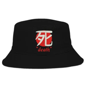 Cappello a secchio ricamato simbolo giapponese Death Kanji qualità premium - Foto 1 di 3