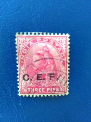 INDIA CHINESE EXPEDITIONARY FORCE USED STAMP 1900 QV 3p RED SGC1. - Image 1 of 2