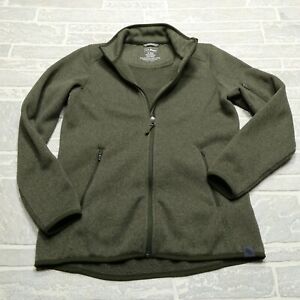 LL Bean Fleece Sweater Jacket Womens S Green Full Zip Long Sleeve Zip Pockets