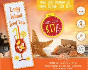 Drink cross stitch kit 'Long Island Iced Tea' Bookmark embroidery kit - Picture 1 of 9