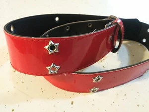 Girl's Bright Red 37" Thick Belt with Star Shaped Holes - Picture 1 of 5