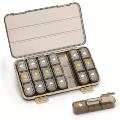 7 Day Weekly Medication Pill Organizer Storage Container Box Travel 3 Times Day - Image 1 of 4