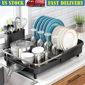 Dish Drying Rack Kitchen Counter Expandable Racks Drainer Utensil Holder New - Picture 1 of 9