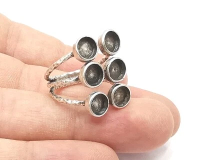 Кольцо пустое основание кабошон безель антикварное посеребренное латунь 6 мм G26174 - Изображение 1 из 4