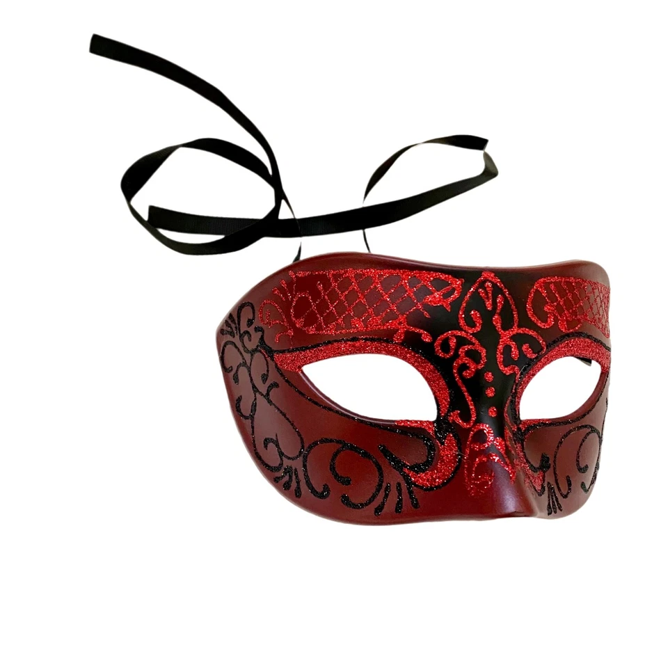Black White mens masquerade eye mask for man boys simple classic costume fun - Image 1 of 1
