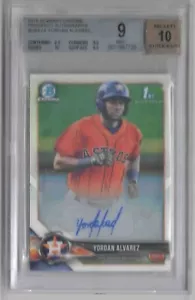 2018 Bowman Chrome Yordan Alvarez Prospect Refractor RC Rookie Auto BGS 9 - Picture 1 of 2