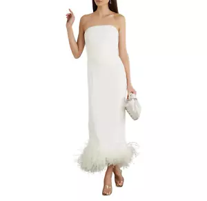 Vestido sin tirantes 16 Arlington Minelli con ribete de plumas ~ Talla 14 ~ PVP £895 - Imagen 1 de 12