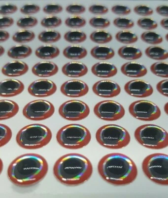 3D Lure Eye Self Stick 3 mm -15 mm Red/silver/black oval  - Image 1 of 4